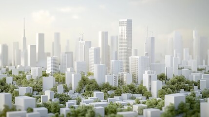 Obraz premium Minimalist photo of a futuristic urban landscape powered by gas and renewable energy, concept green energy