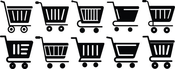 
Full and empty shopping cart symbol design shop and sale icon illustration