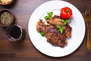Plate of spanish ready-to-eat meat with herbs