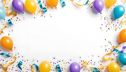 Festive Frame: Vibrant Streamers and Confetti Burst