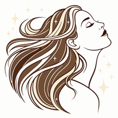 Woman long hair icon for beauty salon