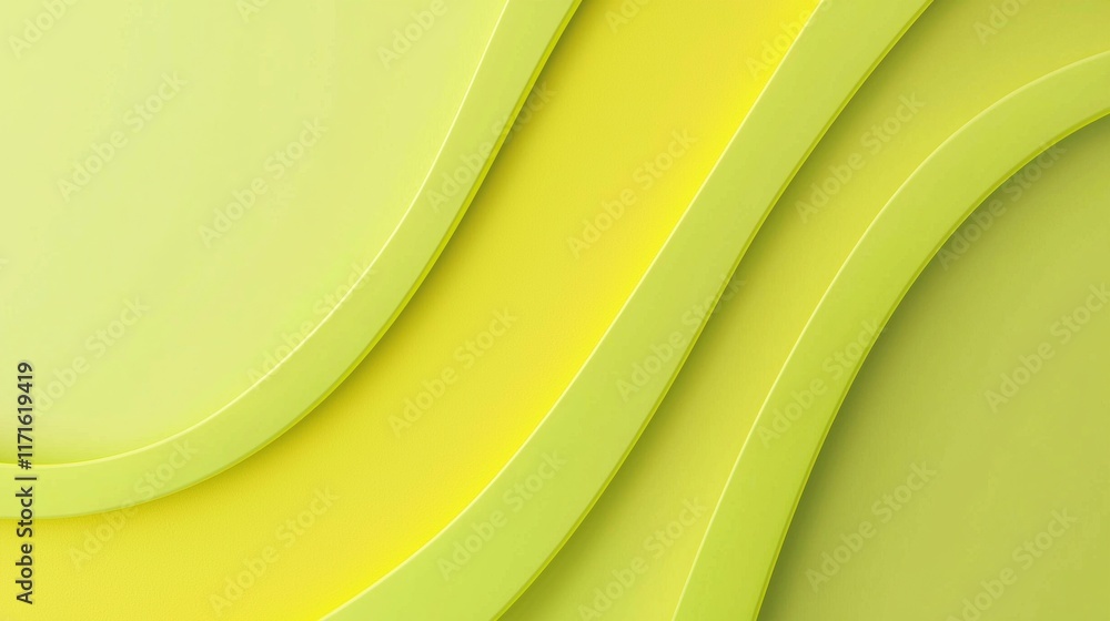 Poster Smooth lime green waves flowing across the frame create a dynamic and visually appealing abstract background, perfect for modern and vibrant designs