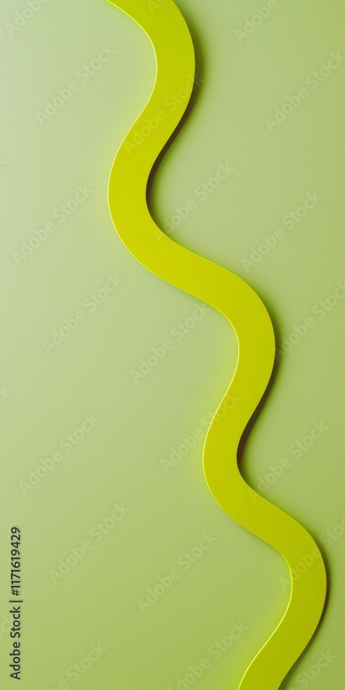 Poster vibrant yellow lines undulating against a calming green backdrop create a visually striking contrast