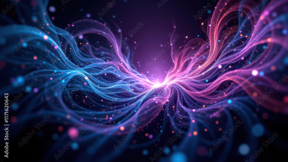 Poster a mesmerizing digital art piece featuring an ai-generated futuristic scene with vibrant colors and a