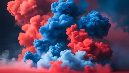 Fototapeta premium The Dance of Colors: Red and Blue Smoke in Motion 