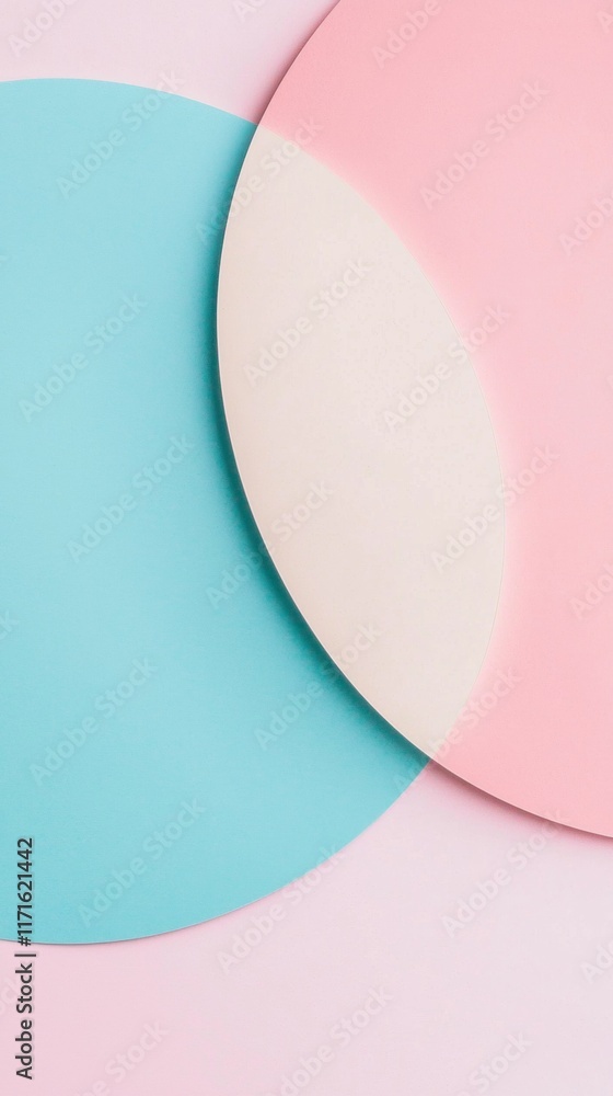 Poster light blue and pink circles are partially overlapping, creating a gradient of soft pastel colors on 