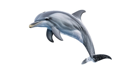 Fototapeta premium A playful dolphin leaping out of the water isolated on a transparent background, PNG