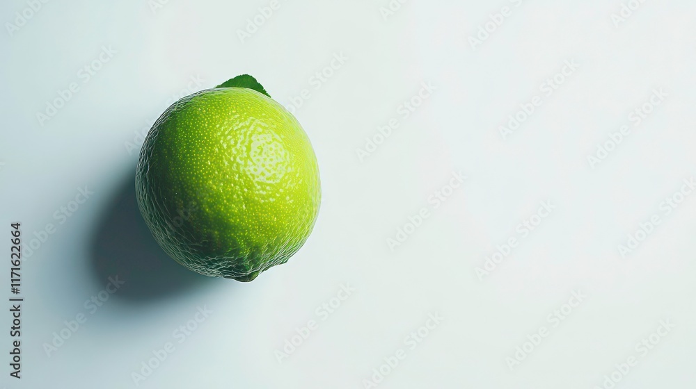 Poster fresh lime fruit displayed on a pristine white background showcasing its bright green color and uniq