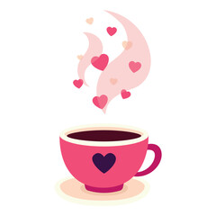 Cup of coffee. Valentines day. Vector illustration