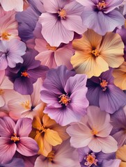 Abstract floral in pattern vector background. Blossom wallpaper design with purple flowers, yellow, pink in watercolor texture. Spring flowers illustration suitable for fabric, prints, cover.