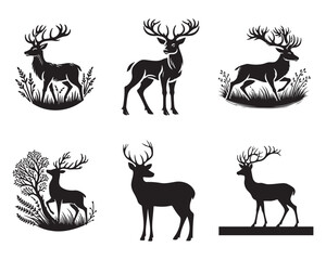 Naklejka premium Black Deer Silhouette Vector Art on Transparent Background