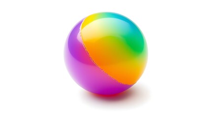 Isolated colorful rubber bouncy ball with a glossy finish isolated on solid white background.