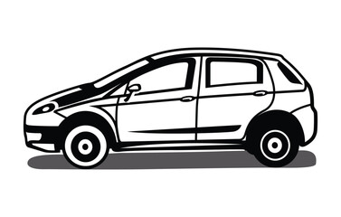 Abstract Classic vintage sports car silhouette vector 
illustration in black and white drawing style on a 
white background,coloring book.