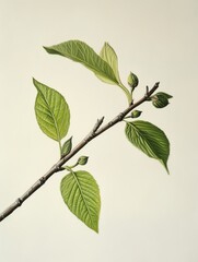 Green leaves emerging from a branch, signifying the arrival of spring and the beauty of new life.