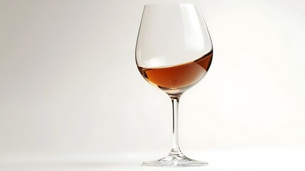 Isolated elegant wine glass with a slight curve isolated on solid white background.