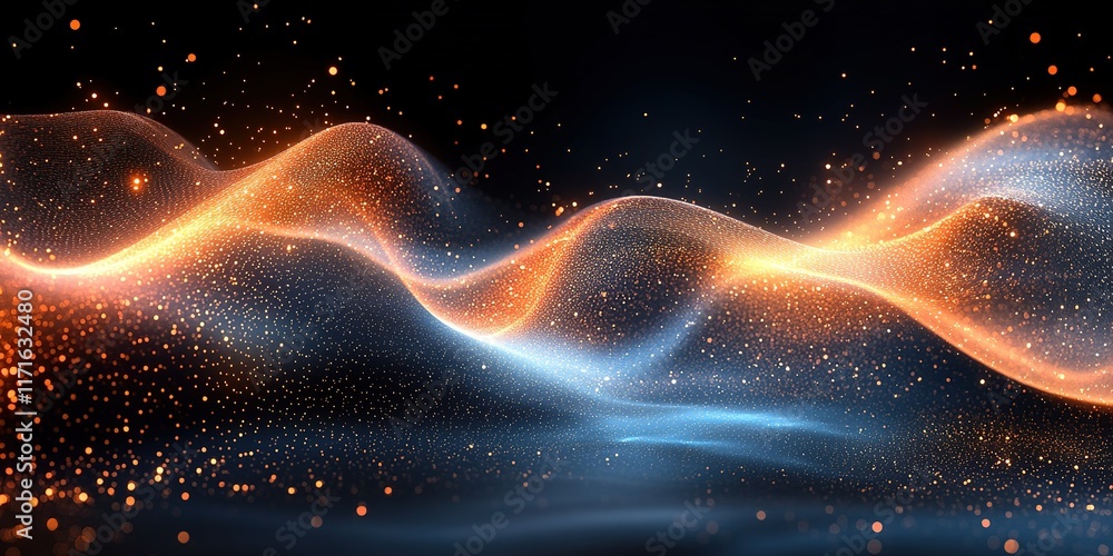 Poster vibrant waves of light and color intertwine in an abstract display of energy and movement