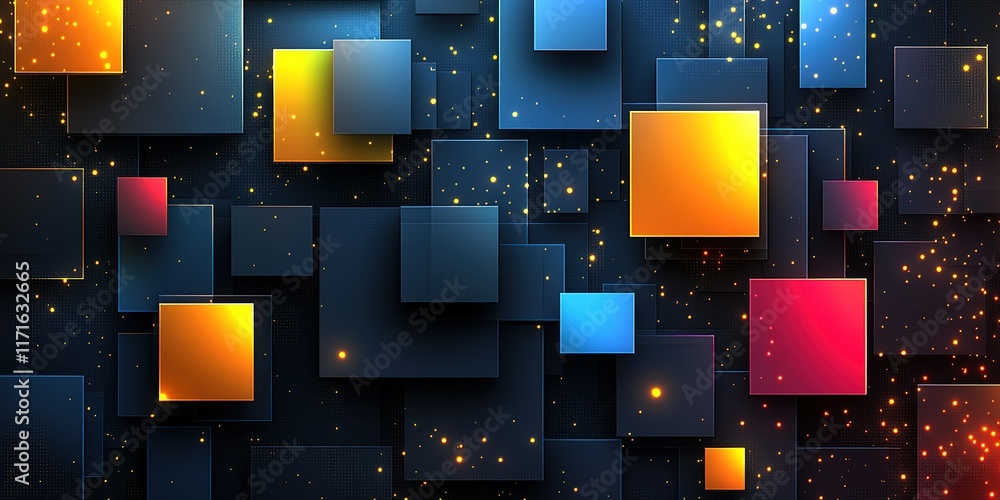 Poster colorful geometric shapes create a vibrant abstract pattern for modern design and creative backgroun