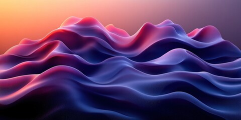 Obraz premium Abstract landscape with flowing waves in purple and pink hues at sunset