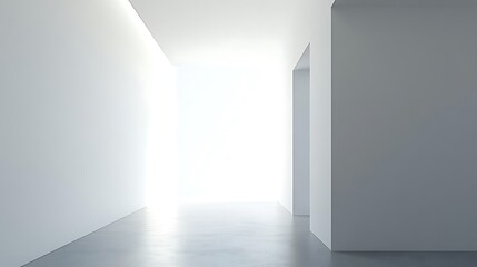 Minimalist White Corridor Bright Light Interior Design