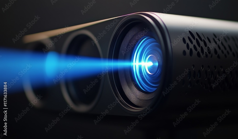 Poster capturing light with a camera lens showcasing its intricate design and vibrant color effects