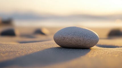 Serene Beach Stone at Sunrise