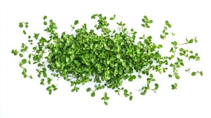 Obraz premium lush green boxwood leaves gracefully swirling in the air isolated against a pure white background evoking a sense of freshness and vitality