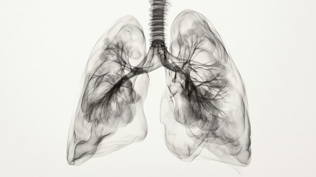 Dramatic Respiratory Issues on White Background