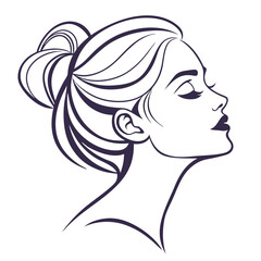 Beautiful silhouette of girl, woman. Salon logo, vector illustration on white background