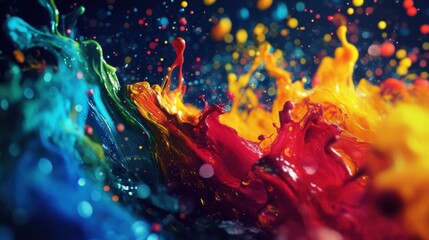 Dynamic Colorful Paint Splash Abstract Art