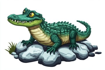Obraz premium Illustration of a crocodile isolated on a white background