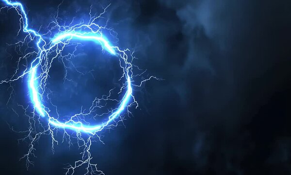 storm volt lightning circle copy space ai generated video concept