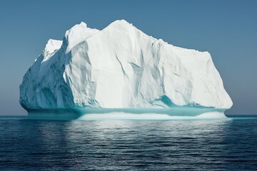 Majestic iceberg floating serenely, showcasing vibrant blue hues
