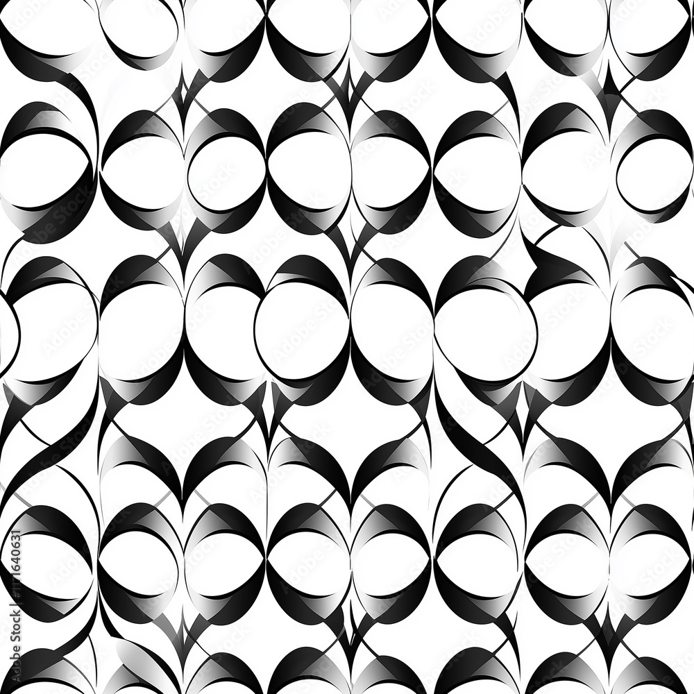 Poster abstract black and white pattern featuring circular shapes arranged in a repetitive design, creating