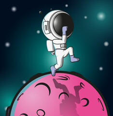 Astronauta correndo em um planeta © Giancarlo