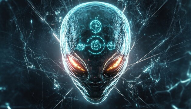 Extraterrestrial being communicating through futuristic technology
