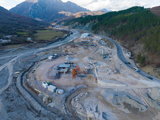 Albania, construction site for road construction