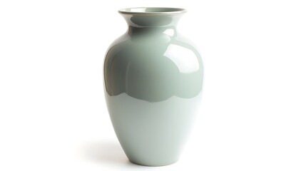 Isolated large ceramic vase with smooth, glossy finish isolated on solid white background.