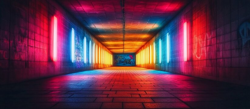 Vibrant Neon Tunnel: A Symphony of Colors