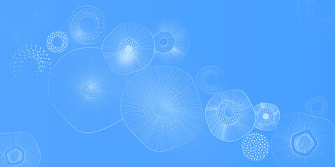 An abstract underwater microcosm. Creative design for web design, presentations on neural structures, microcosm research.