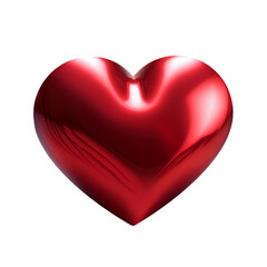 reflective glossy red heart isolated on transparent background, png