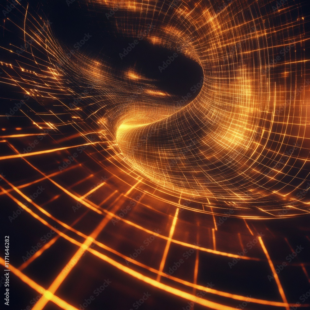 Poster technology background featuring digital grids and illuminated pathways