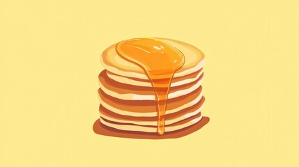 Stacked Pancakes Drizzled with Honey