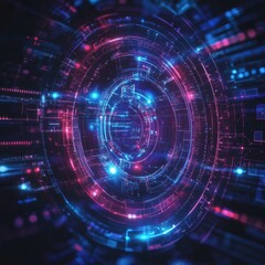 technology background with futuristic holographic interfaces and interactive digital displays