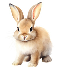 Fototapeta premium Cute hare made in watercolor technique: soft lines, delicate colors and playful character create nature