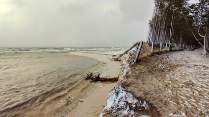 Ujście rzeki Piaśnicy do Bałtyku. Dębki.