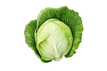 Fototapeta premium Cabbage drawing: A detailed illustration isolated on a white background, highlighting its freshness and characteristic leaf shape
