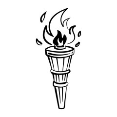 Doodle style icon of a burning tiki torch