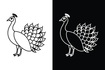 Peacock icon vector on White Background ,Vector Art Illustration on white background.