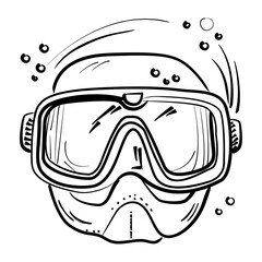Scuba mask icon in doodle style