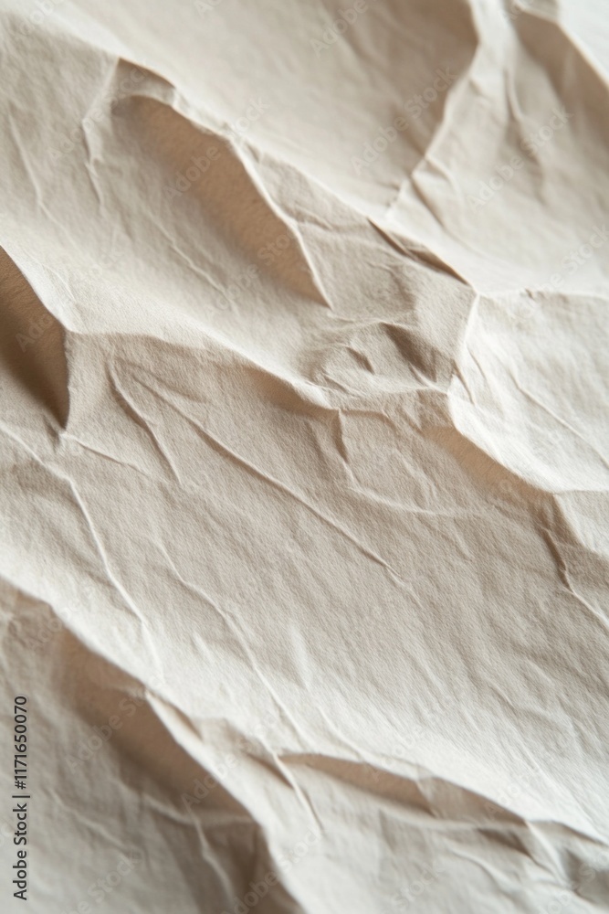 Poster crumpled beige wrapping paper creating abstract texture background